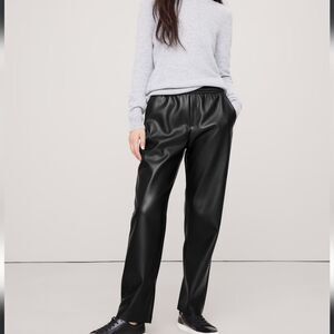 Banana Republic Midrise Slim Vegan Leather Pull-on Black Pant XL Edgy Goth NWT